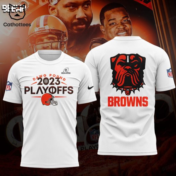 Dawg Puond 2023 Cleveland Browns 2023 NFL Playoffs White Design 3D Hoodie