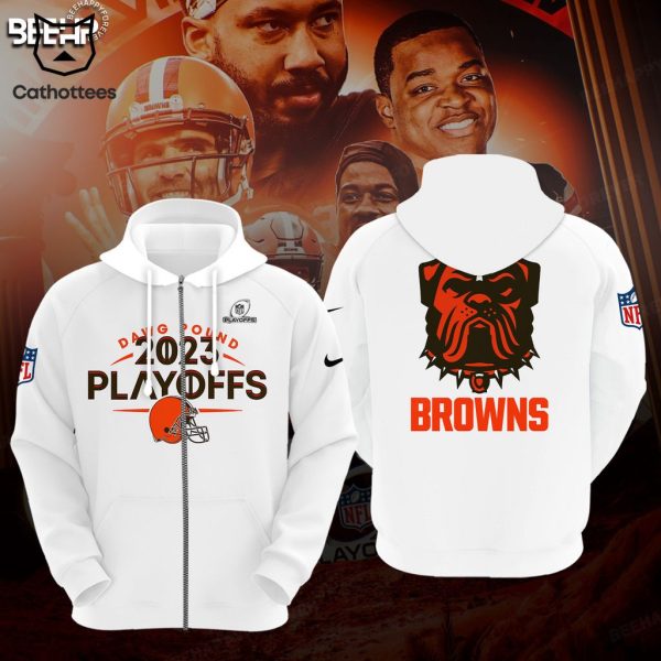 Dawg Puond 2023 Cleveland Browns 2023 NFL Playoffs White Design 3D Hoodie