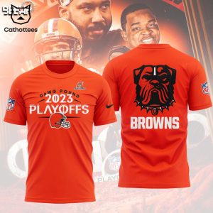 Dawg Puond 2023 Cleveland Browns 2023 NFL Playoffs Design Orange 3D Hoodie