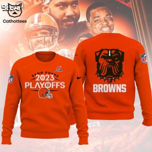 Dawg Puond 2023 Cleveland Browns 2023 NFL Playoffs Design Orange 3D Hoodie