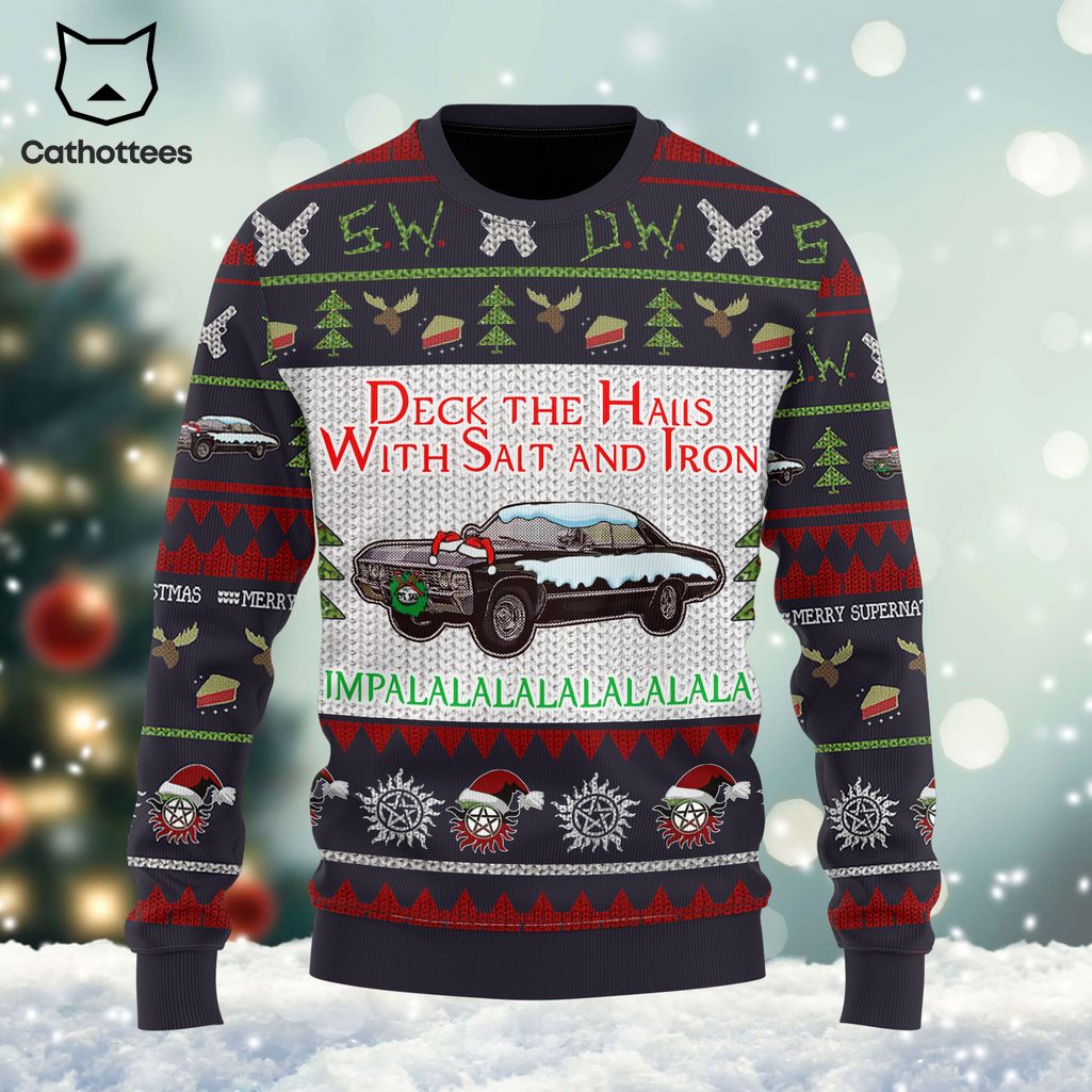 Deck The Halls With Salt And Iron Merry Supernation Christmas Design 3D Sweater