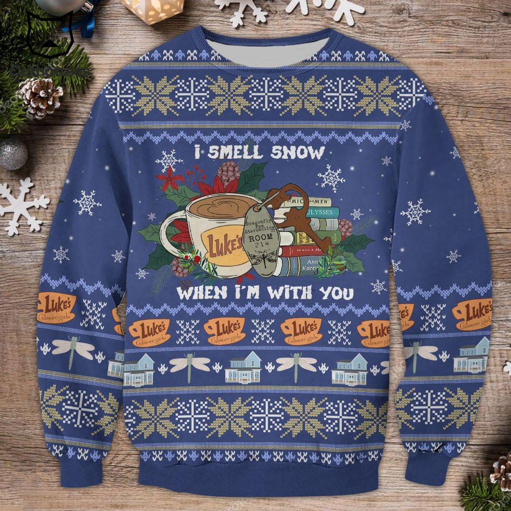 I Smell Snow Whten I'm With You Christmas Design 3D Sweater