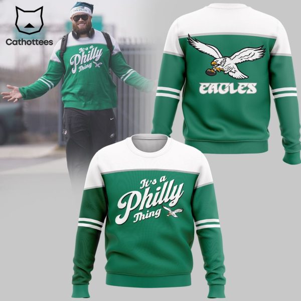 It’s A Philly Thin Eaglkes Green White Design 3D Sweater
