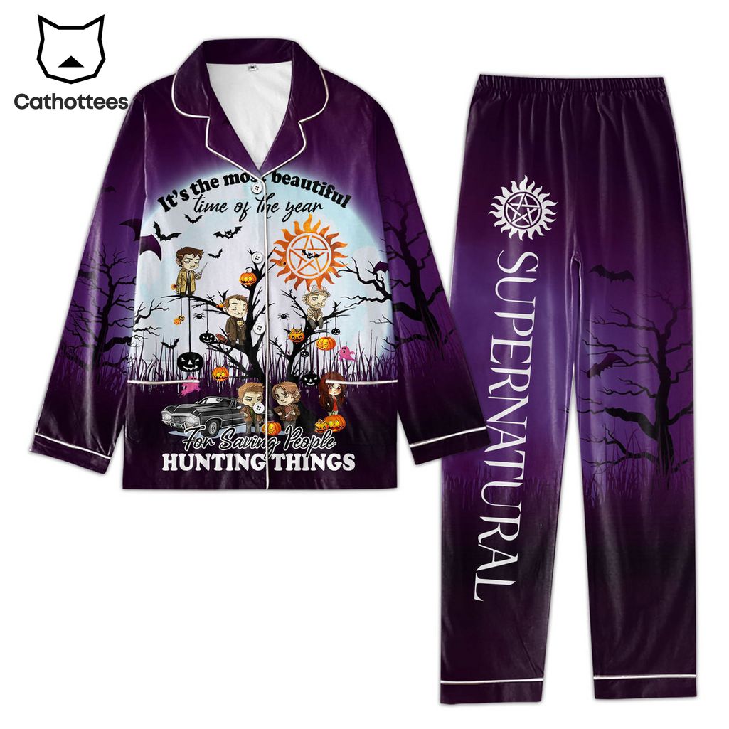 It's The Most Beautiful Time Of The Year For Saving People Hunting Things Purple Design Pajamas Set