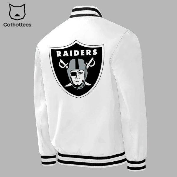 Las Vegas Raiders Limited White Logo Design Baseball Jacket