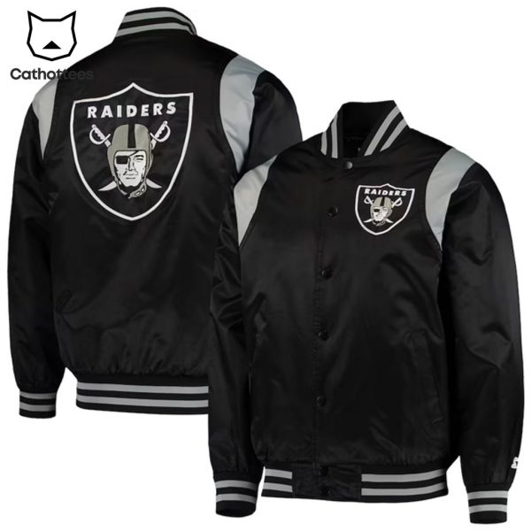 Las Vegas Raiders Logo Black Design Baseball Jacket