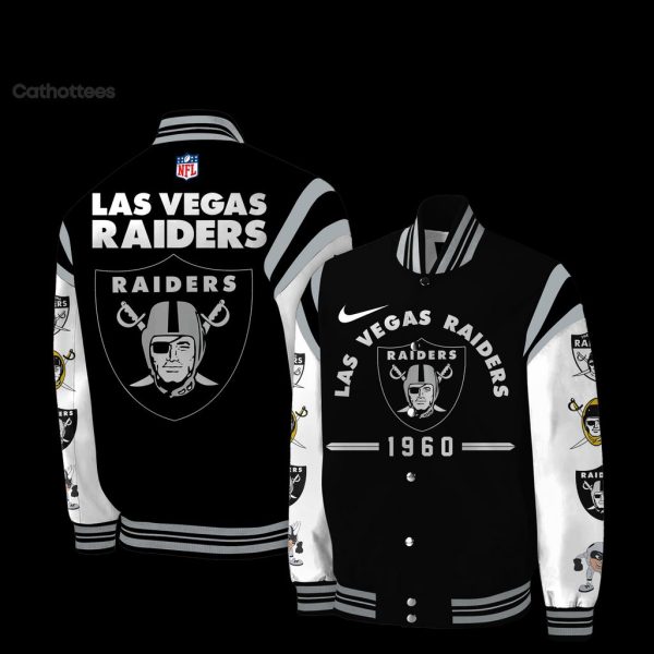 Las Vegas Raiders NFL Logo Nike Black Design Baseball Jacket