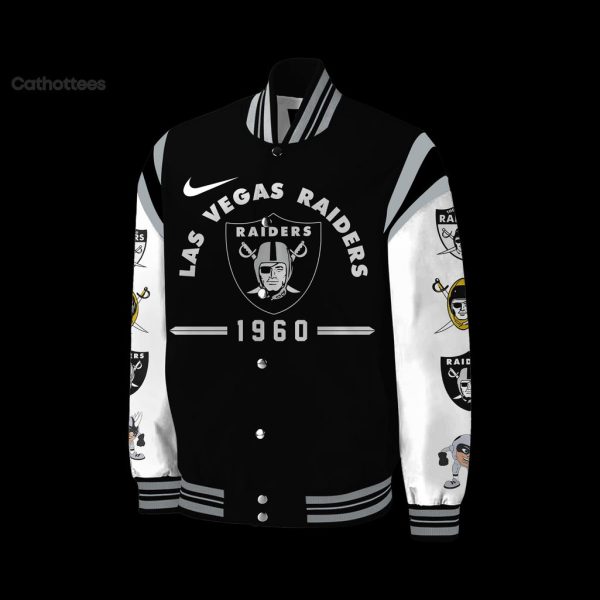 Las Vegas Raiders NFL Logo Nike Black Design Baseball Jacket