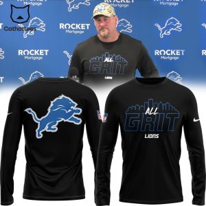 Limited Edition Detroit Lions NFL 2024 ALL GRIT Black Logo Design 3D Sweater