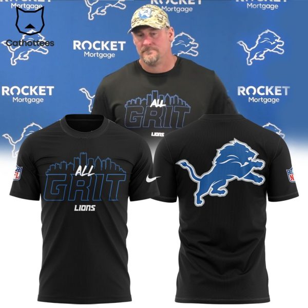 Limited Edition Detroit Lions NFL 2024 ALL GRIT Black Logo Design 3D T-Shirt