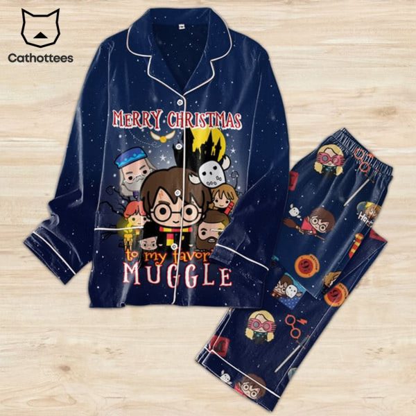 Merry Christmas To My Muggle Blue Design Pajamas Set