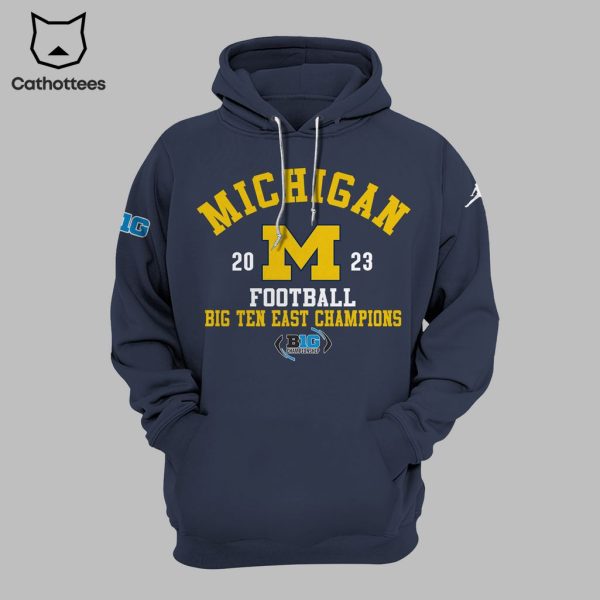 Michigan 2023 Football Big Ten East Champions Logo Design 3D Hoodie Longpant Cap Set