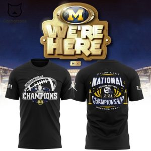 Michigan Football 2024 National Championship Black Logo Design 3D T-Shirt