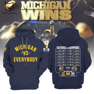 Michigan VS EVERYBODY National Champions Match List Design 3D Hoodie