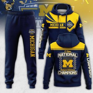 Michigan Wolverines College Football Playoff 2023 12 National Champions Blue Desin 3D Hoodie