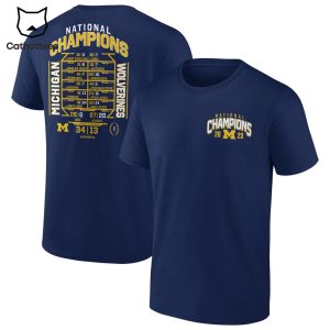 Michigan Wolverines College Football Playoff 2023 Match List Blue Design 3D T-Shirt