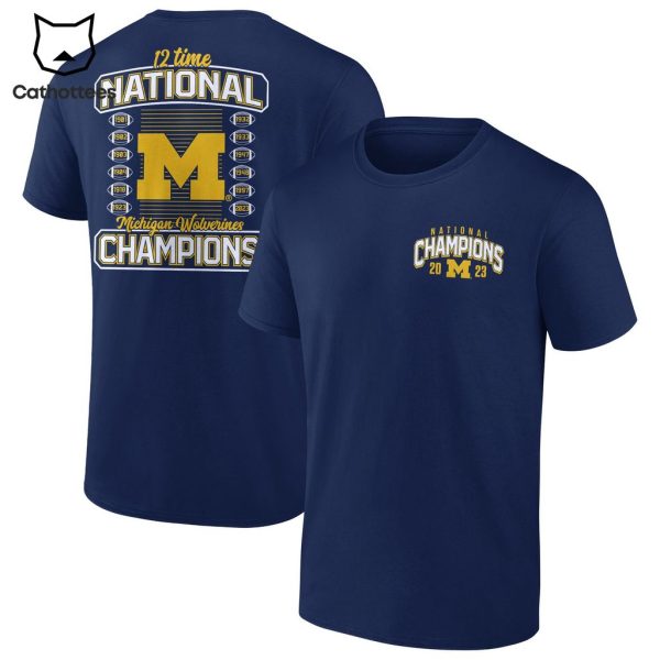 National Champions 2023 Michigan Wolverines  Blue Design 3D T-Shirt
