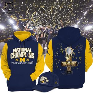 National Champions 2023  Michigan Wolverines Football Cup Blue Design 3D Hoodie