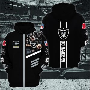 NFL Logo Las Vegas Raiders Black Design 3D Hoodie