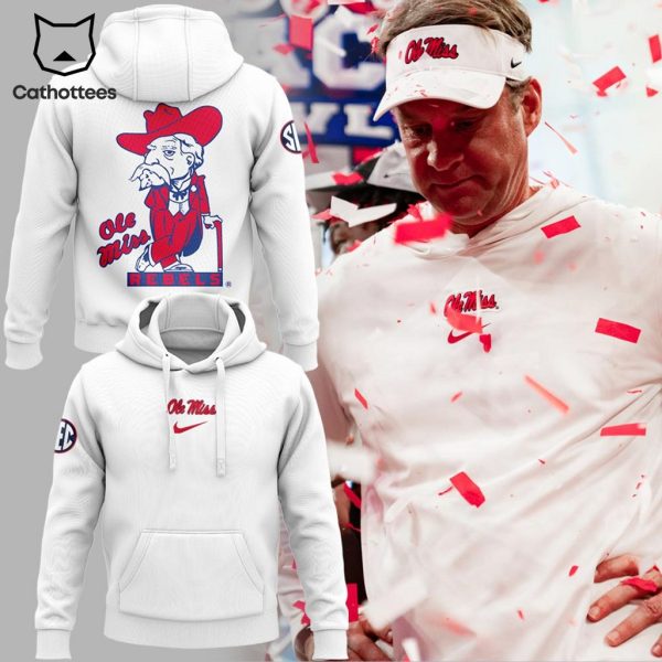 Ole Miss  Hotty Toddy Rebels Football Chick-Fil-A Peach Bowl White Logo Design 3D Hoodie Longpant Cap Set