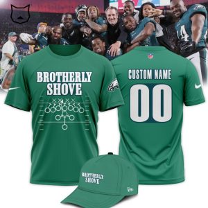 Personalized Brotherly Shove Philadelphia Eagles Nike Logo Green Design 3D T-Shirt