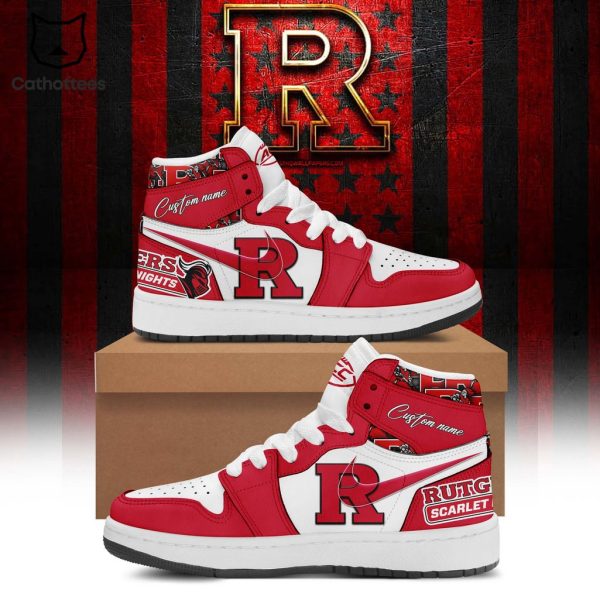 Personalized Rutgers Scarlet Knights Football Nike Logo Design Air Jordan 1 High Top