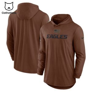Philadelphia Eagles 2023 Salute To Service Brown Design 3D Hoodie