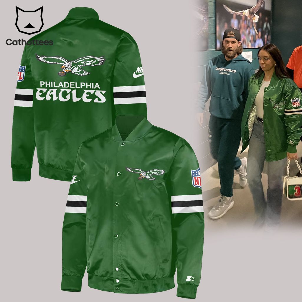 Philadelphia Eagles Ful Green NFL Logo Design 3D Baseball Jacket