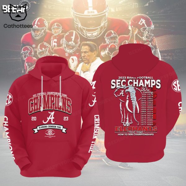 SEC Football Alabama Crimson Tide Conference Champions Elephants Red Design 3D Hoodie