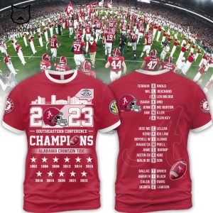 Southeastern Conference Alabama Crimson Tide 2023 SEC Football  Champions Red Logo Design 3D Hoodie