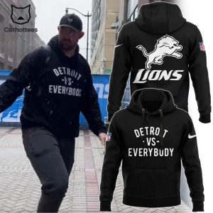 Special _Detroit Vs EveryBody_  Detroit Lions NFL Logo Black Design 3D Hoodie