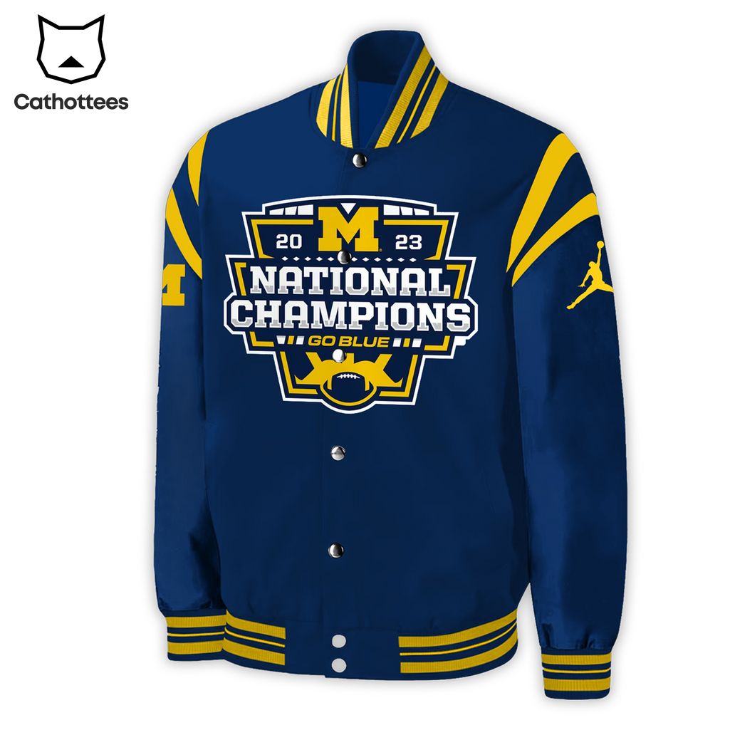 Special National Champions Go Blue Michigan Football 2024 Blue Design Baseball Jacket
