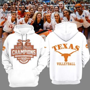 Texas Longhorns Volleyball Champions Back 2 Back White Nike Logo Design 3D Hoodie