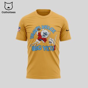 Travis Kelce Big Yeti Kansas City Chiefs Yellow NFL Logo Design 3D T-Shirt