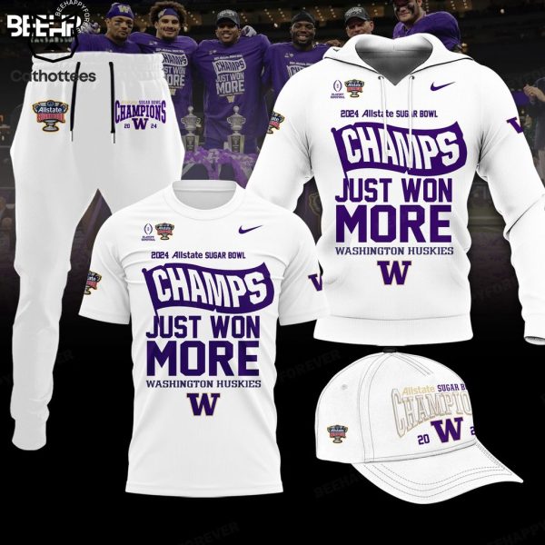 Washington Huskies 2024 Sugar Bowl Champions White Design Hoodie Longpant Cap Set