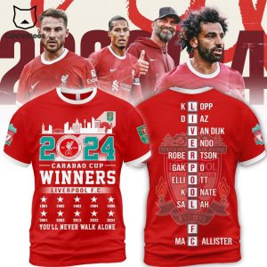 2024 Carabao Cup Winners Liverpool FC You Will Never Walk Alone 3D T-Shirt