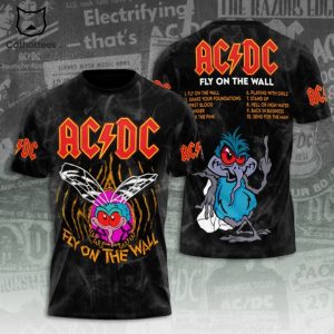 AC DC Fly On The Wall Design 3D T-Shirt