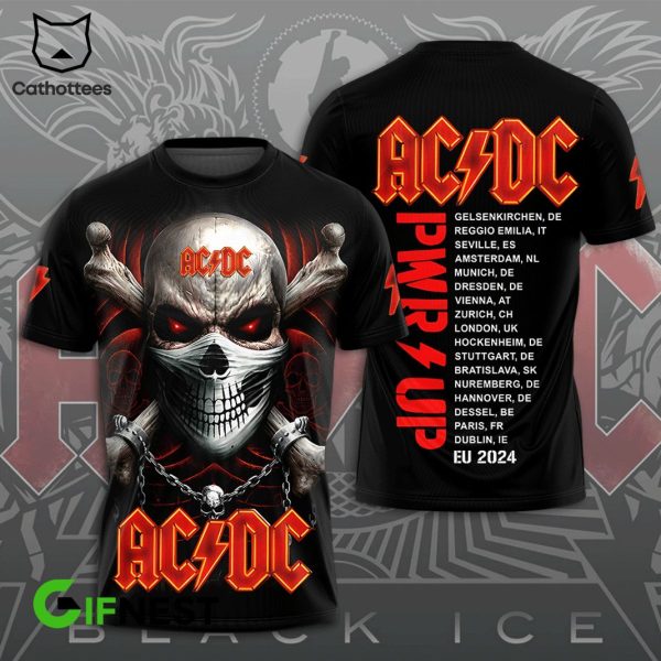 AC DC Rock Band PWR UP EU Tour 2024 Design 3D T-Shirt