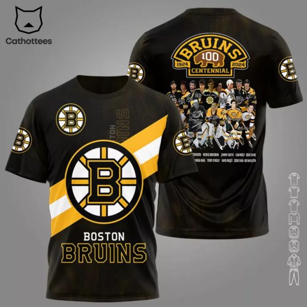 Boston Bruins 1924-2024 Centennial Design 3D T-Shirt