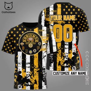 Boston Bruins Celebrating 100 Years 1924-2024 Design 3D T-Shirt