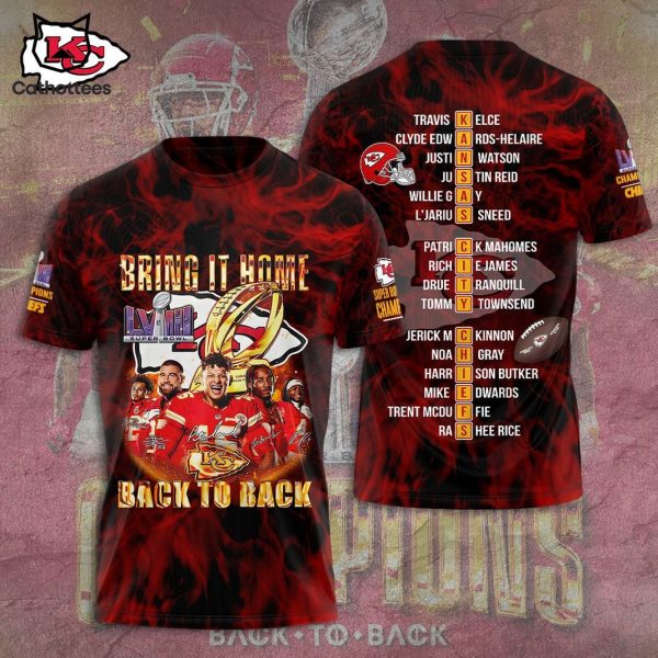 Bring It Home Super Bowl LVIII Back To Back Kansas City Chiefs Design 3D T-Shirt