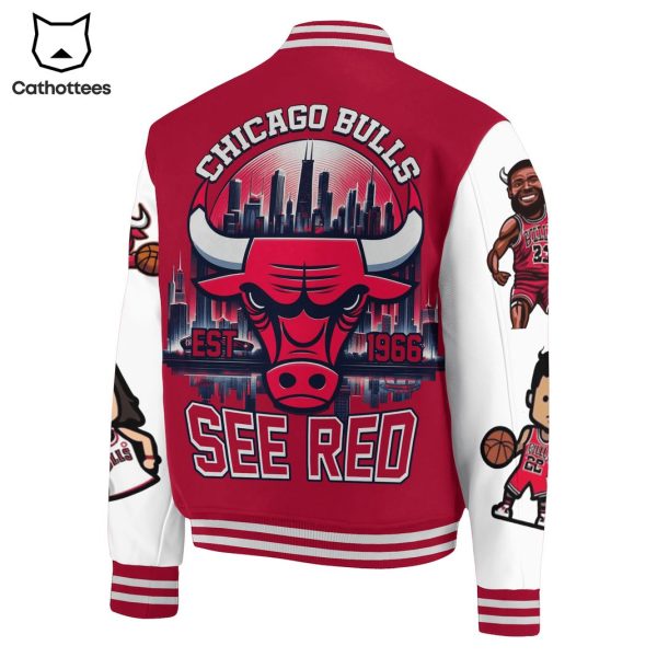 Chicago Bulls See Red Est 1966 Baseball Jacket