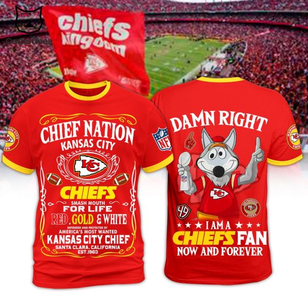 Chiefs Nation Kansas City Chiefs Smash Mouth For Life Red Gold And White 3D T-Shirt