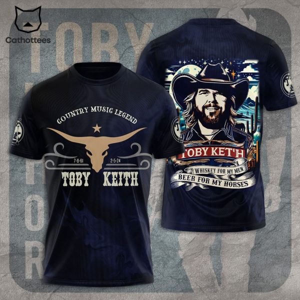 Country Music Legend Toby Keith Whiskey For My Men Beer For My Horses 3D T-Shirt