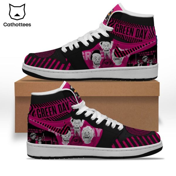 Green Day Skull Purple Nike Logo Design Air Jordan 1 High Top