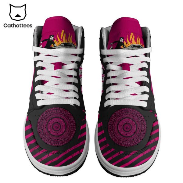 Green Day Skull Purple Nike Logo Design Air Jordan 1 High Top