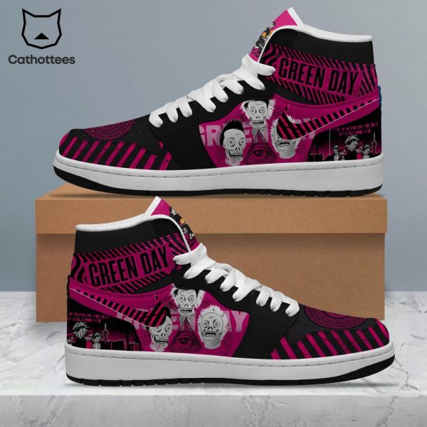 Green Day Skull Purple Nike Logo Design Air Jordan 1 High Top