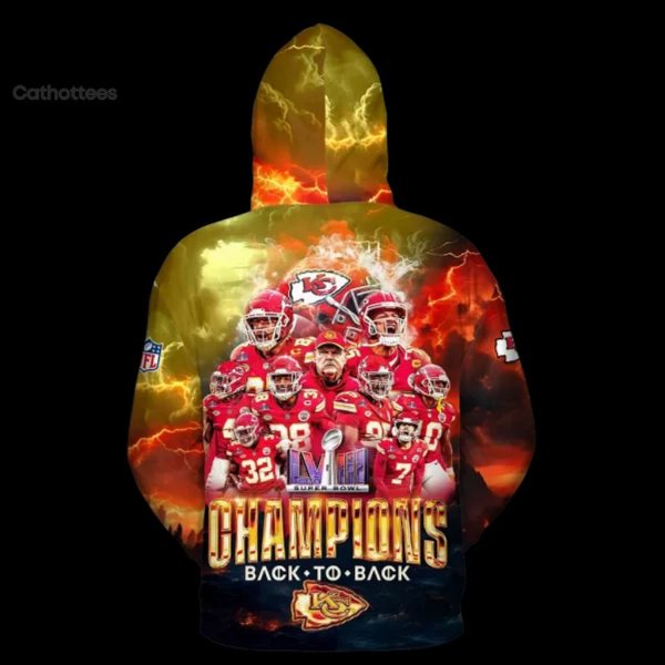 Kansas City Chiefs Super Bowl LVIII Champions Back 2 Back Hoodie Longpant Cap Set