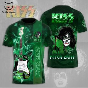 KISS Peter Criss Rock N Roll Signature Design Green 3D T-Shirt