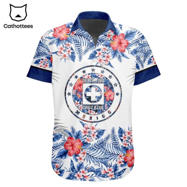 LIGA MX Cruz Azul Special Hawaiian Design Button Shirt ST2301